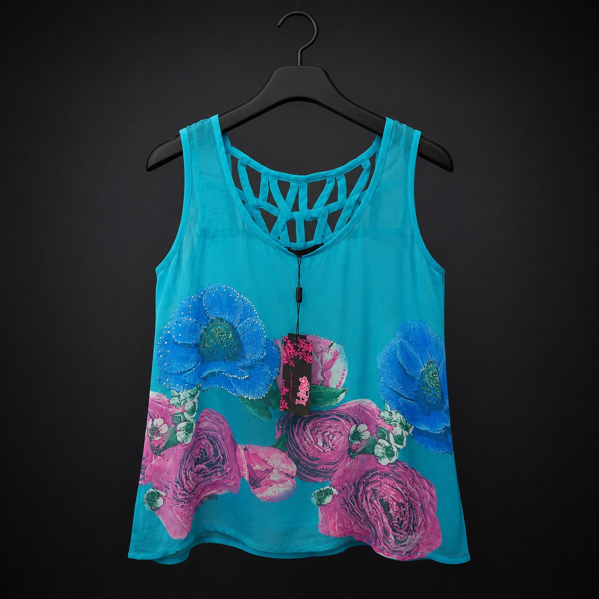 تاپ زنانه گلدار مدل Blue Bloom – آبی